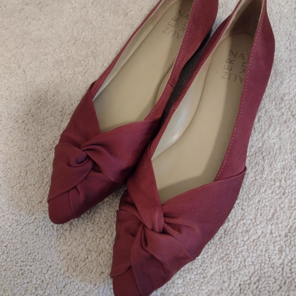Garnet Red Naturalizer Satin Flats Size 8 NWOT